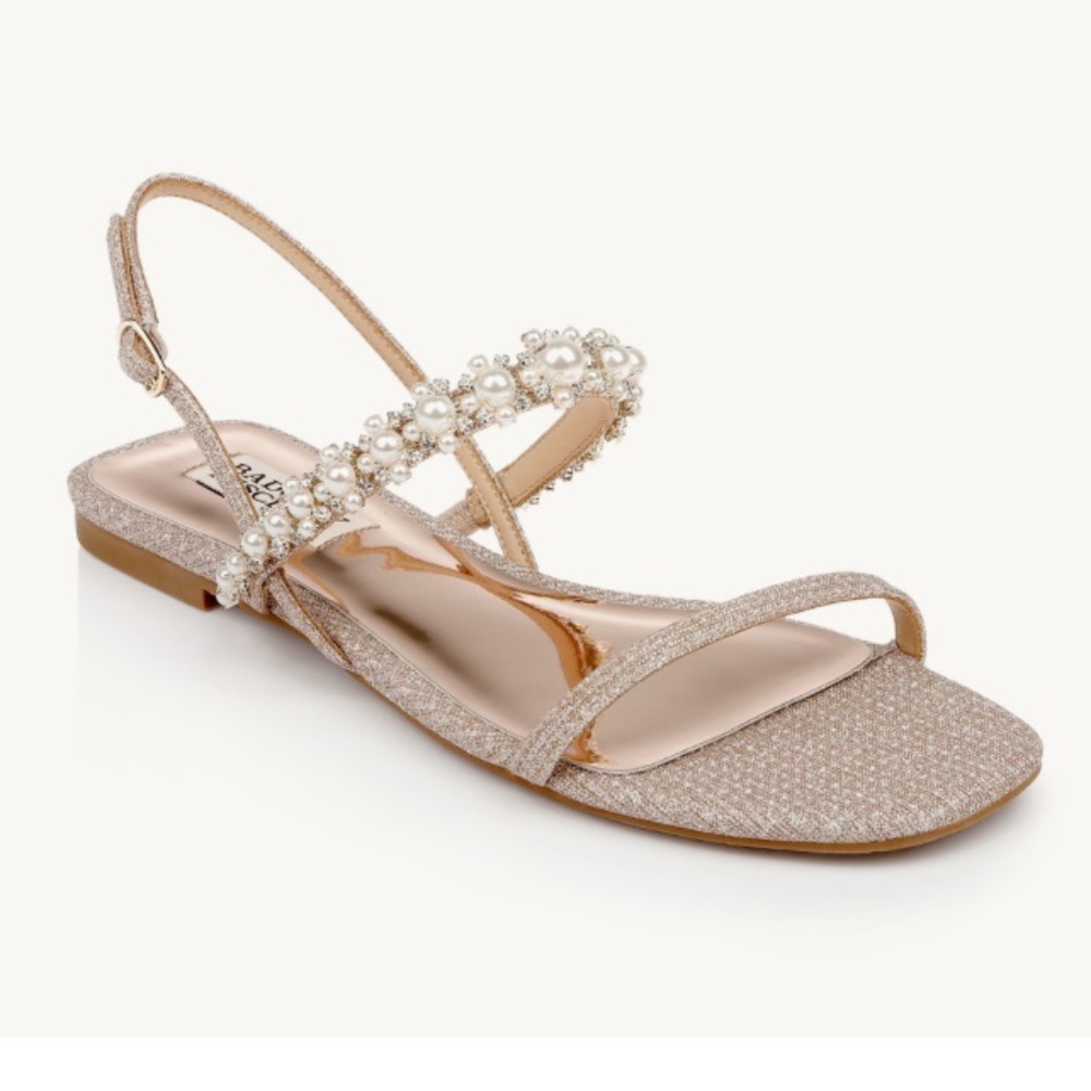 Badgley Mischka Natalee Crystal Glitter Slingback Sandals 8.5